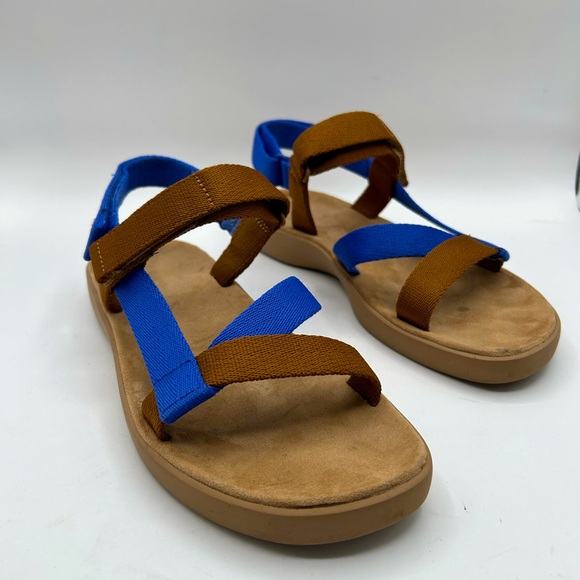 Everlane Women's The Renew Sport Sandal Size 7.5, Camel Tan and blue, scrappy - Picture 11 of 12